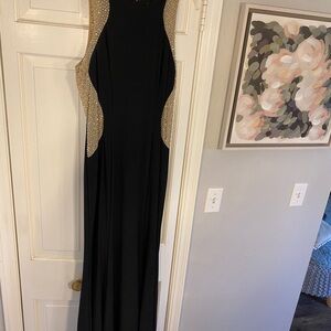 Xscape Black Dress with Rhinestone Accents